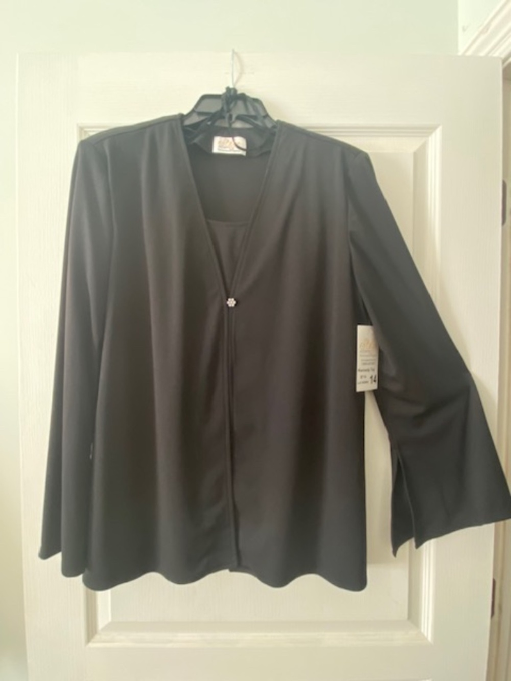 NWT Stage Accents formal black "Kennedy"  twin set top size 14
